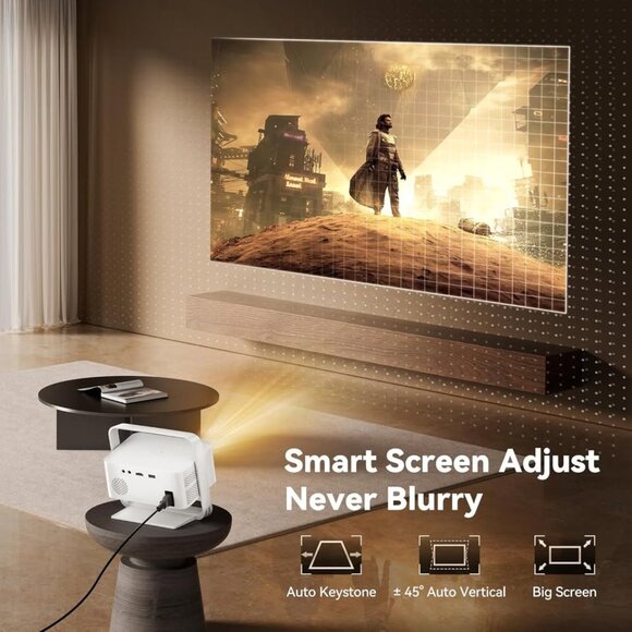 Smart 4K WiFi Bluetooth Projector, Native 1080P HDR10+ Portable Home Theater - Picture 7 of 9